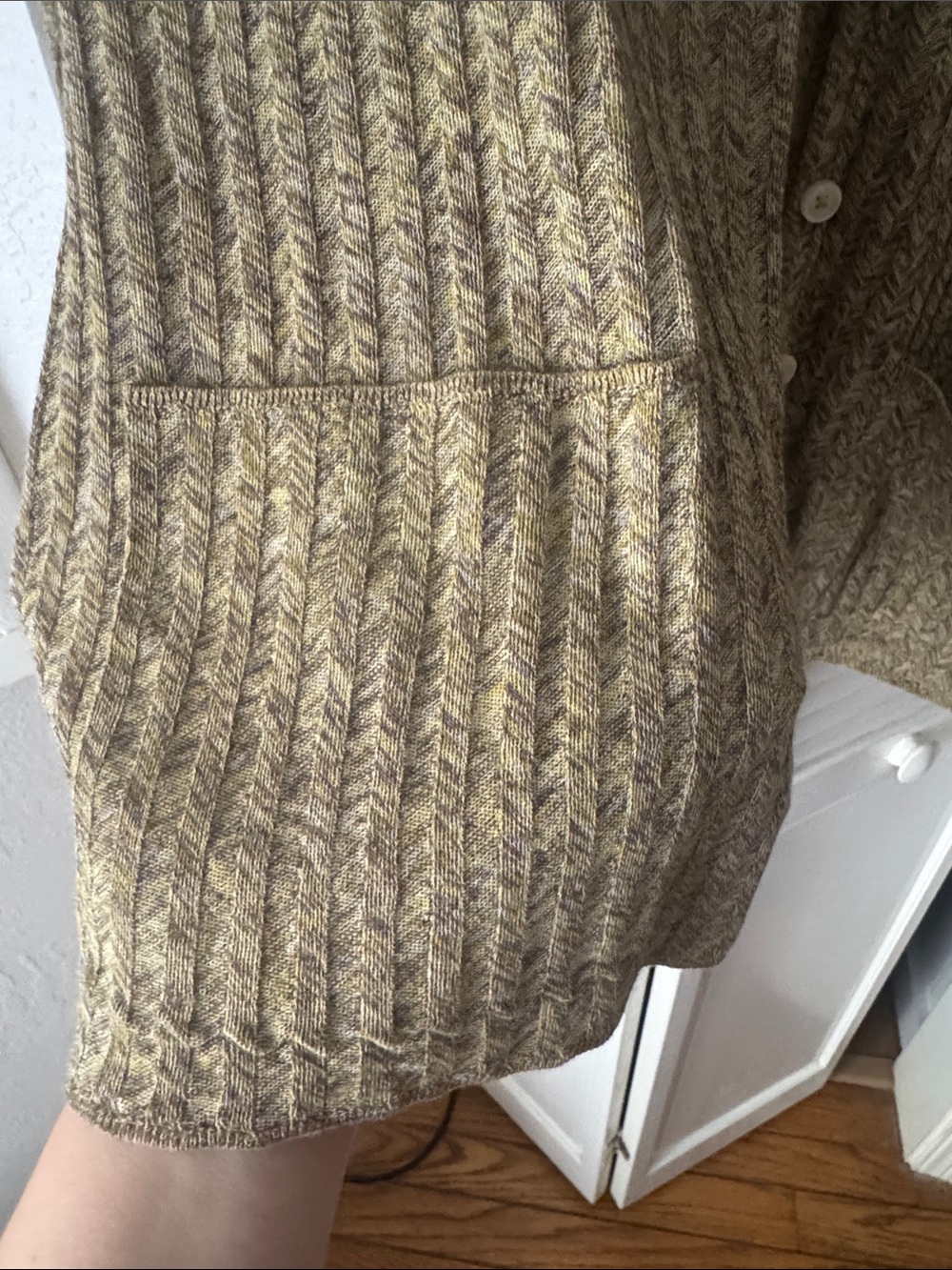 Re/Done Olive Green Ribbed Button-Up Cardigan - Picture 3 of 3